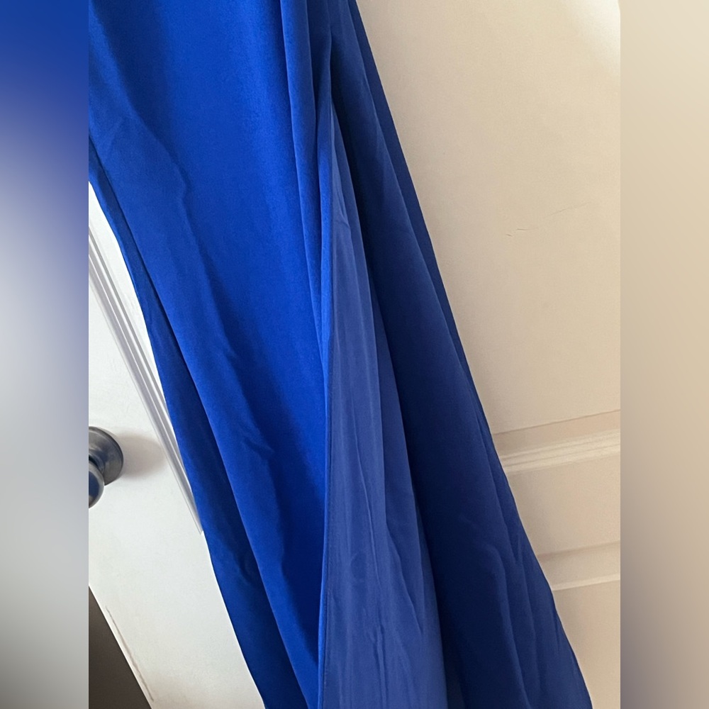 Lulu's Elegant Finesse Royal Blue Cut Out Strapless Maxi Gown Women’s Size M - Picture 4 of 15